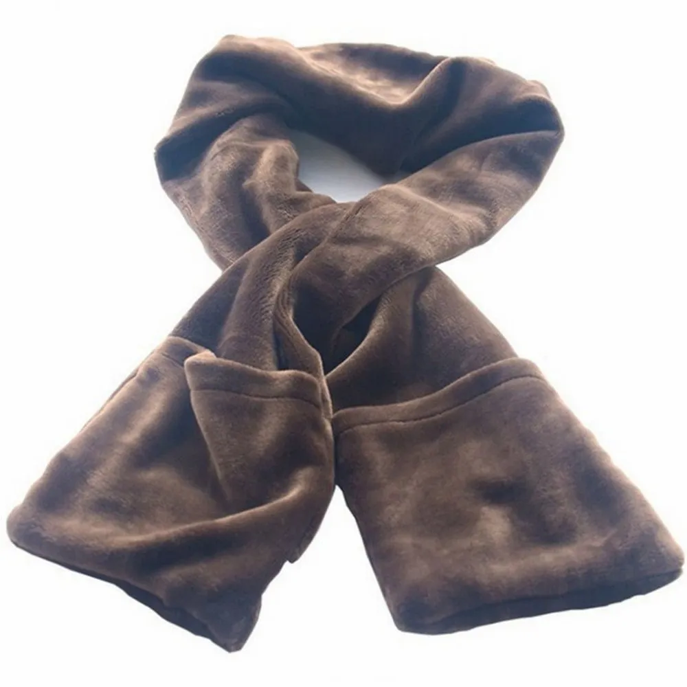 Electric Heating Scarf USB Shawl Neck Skin Winter Warm Soft Ladies Men Christmas New Year Heating Shawl Charging Electric Scarf - Цвет: coffee