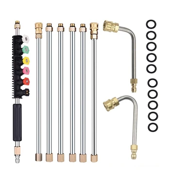 

120" Pressure Washer Wand Extension with Spray Nozzle Tips,30°,90°Curved Rod and 1/4 Inch Quick Connect, 4000 PSI
