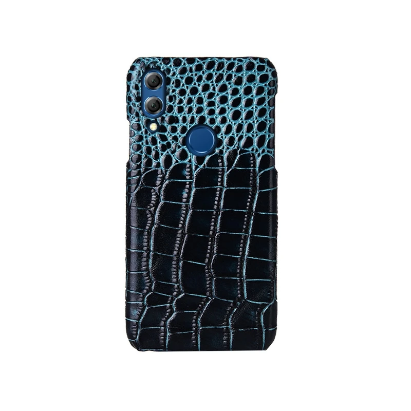 Топ из натуральной коровьей кожи чехол для телефона для huawei Honor 6X 7X 8X Max 8C 9X Pro Чехол из крокодиловой кожи роскошный чехол - Цвет: Синий