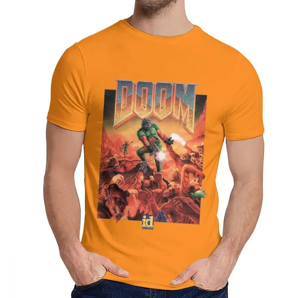 Picture Custom Doom II Hell On Earth 1994 T Shirt For Male Summer Cool Man Cotton T Shirt S-6XL - Цвет: Оранжевый