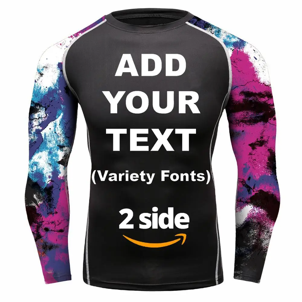 Men&rsquo;s BJJ MMA Quick Dry Rash Guards Add Your Image Photo Sports Wear T Shirts Long Sleeve Athletic Gym Top