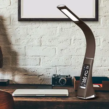 

5W LED lamp dimming touch skin texture for reading lamp with alarm clock Brown