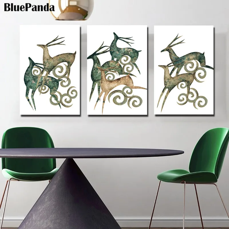 Deer Cloud Animal Abstract Children Pictures Wall Art Prints Oil Kid Canvas Painting Decoration Home Decor Artwork Poster | Дом и сад