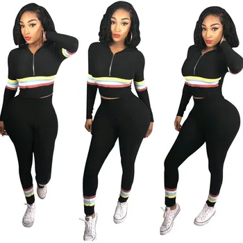 

The new 2020 color-matching zipper positioning printed two-piece suit, stitching slim two-piece suit, two-piece suit with zipper