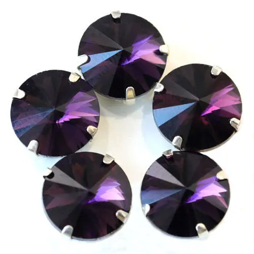 Dark Amethyst Круглый Rivoli много цветов пришить коготь стразы прозрачные стеклянные стразы круглые пришить стразы украшения для свадебного платья Y1770 - Цвет: Dark Amethyst