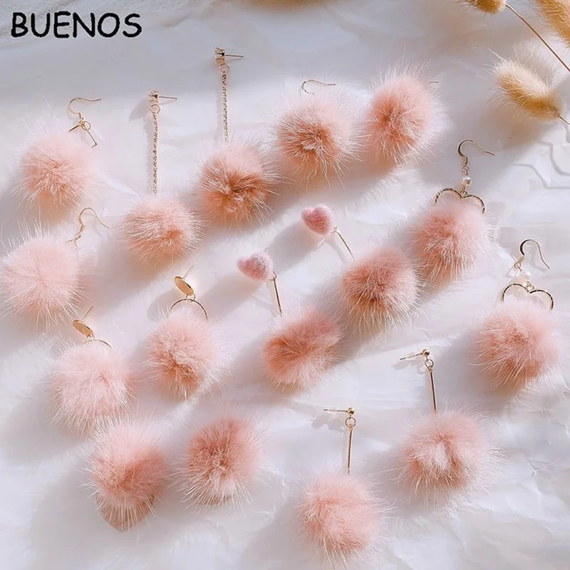 Модные корейские розовые висячие серьги в стиле Буэнос форме лампочки для волос