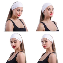 Хлопковая белая широкая повязка на голову эластичная Повседневная Женская повязка на голову для фитнеса и бега головной убор