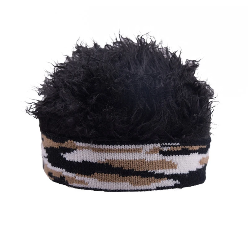 MYZOPER, камуфляжный вязаный парик, шапка Skullies Beanies, забавная хип-хоп унисекс, эластичная, сохраняющая тепло зимняя шапка - Цвет: 02