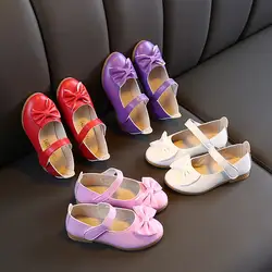 Детская обувь для маленьких девочек; однотонная обувь с бантом для студентов; мягкая Танцевальная обувь принцессы; детская Свадебная
