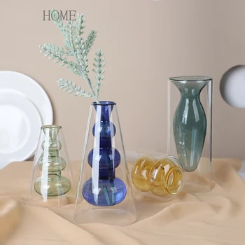 

Nordic Modern Glass Vase Home Decoration Morden Transparent Glass Bottle Table Living Room Decor Wedding Decorative Accessories
