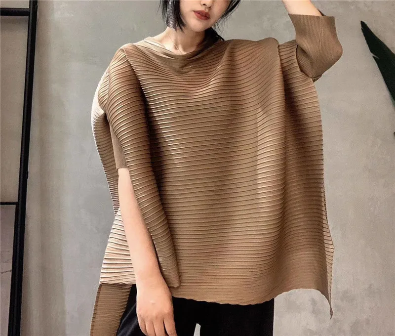 MIYAKE складки летние модели сердце машина дизайн чувство моды джокер Корейская версия тонкий большой размер футболка женская