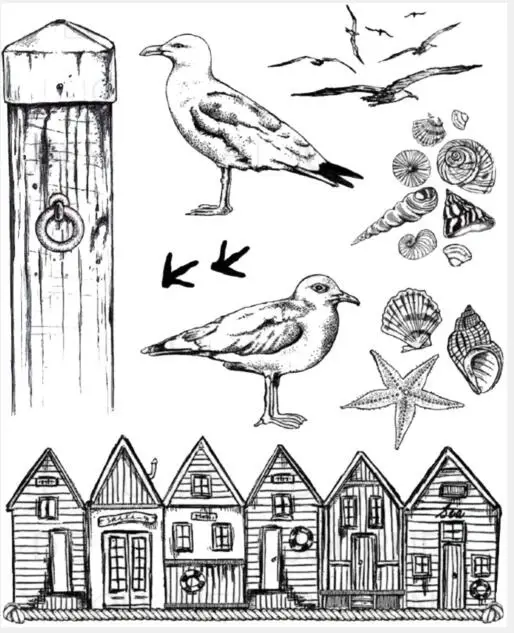 Силиконовый штамп для скрапбукинга с птицами и домами прозрачный декоративный