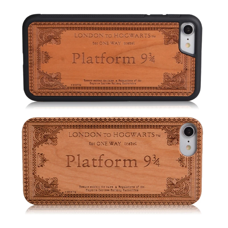 

Wooden phone case for iPhone11 Pro Max Potter ticket 7 8 plus all inclusive xs max half pack PC tpu Laser laser engraving