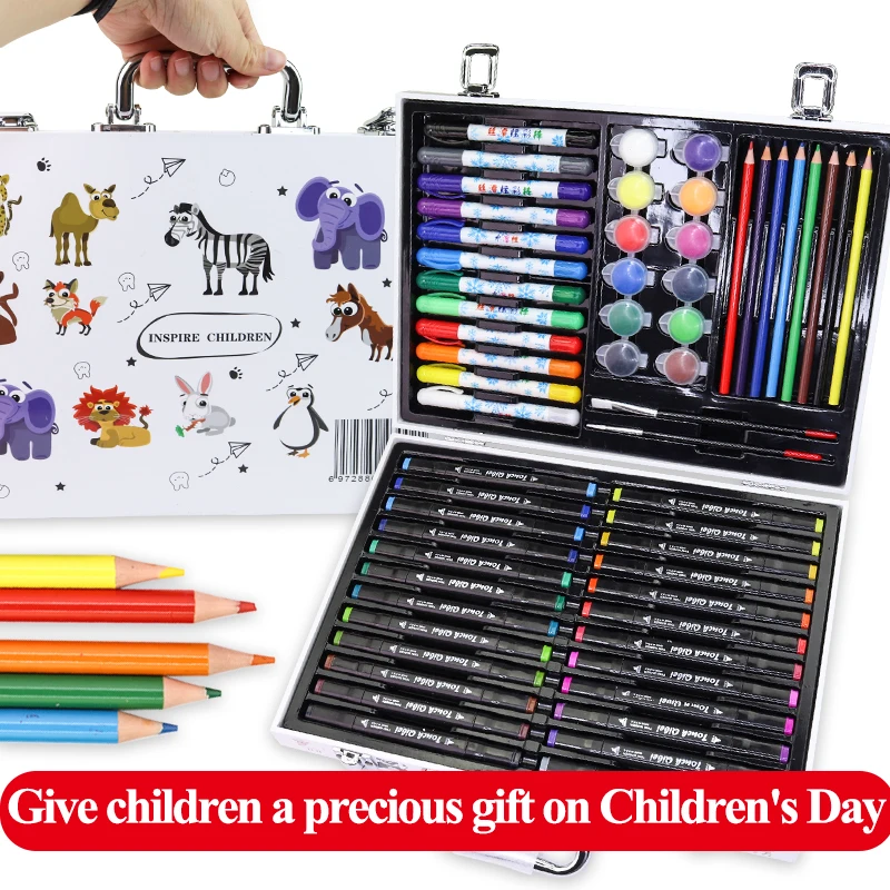 Children's Drawing Set 50/59/65/66pcs with Marker Color Pencil Coloring  Book Watercolor Paint Brush