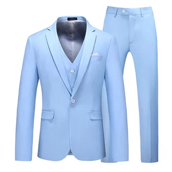 

Three-piece Men's Business Dress Professional West Decoration Body Groomsmen Groom Wedding Dress Suit Vest Blazer Pants Set
