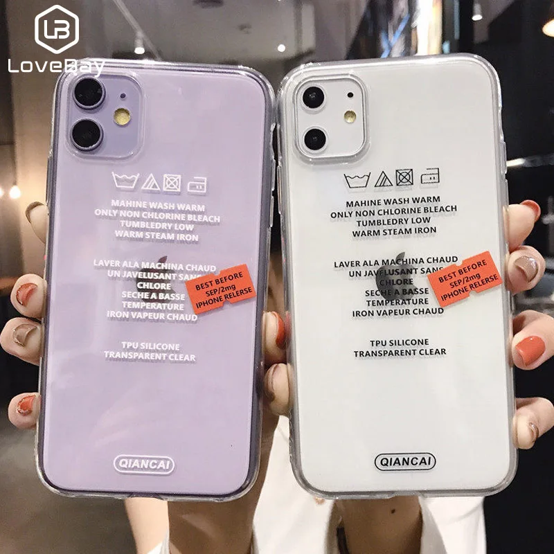 Lovebay Прозрачный чехол для телефона с надписями для iPhone 11 Pro Max X XS XR Xs Max мягкий прозрачный чехол из ТПУ для iPhone 7 8 Plus