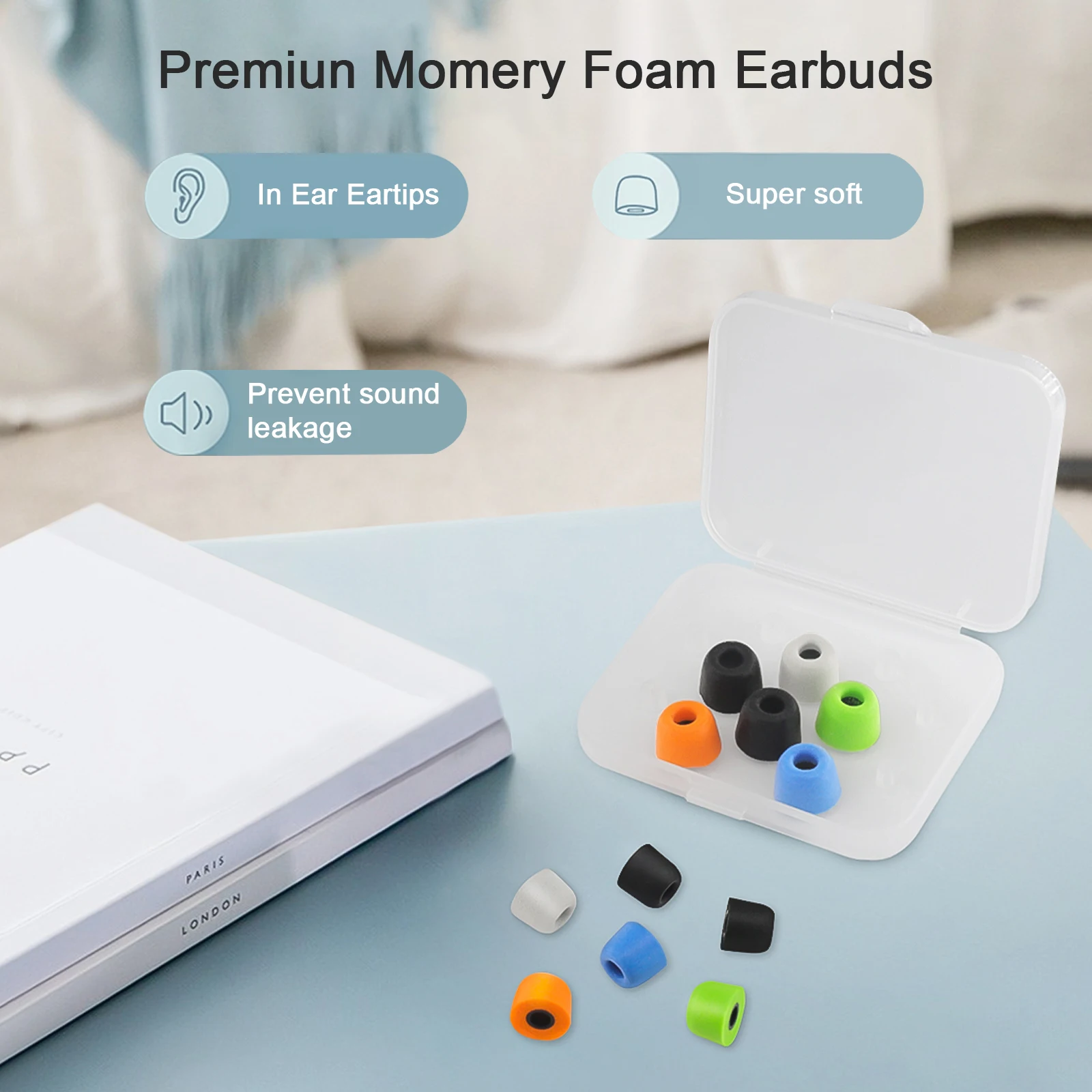 6Pair In Ear Tips 4.5-6 mm Eartips InEar Earphones Noise Isolating Foam 12mm