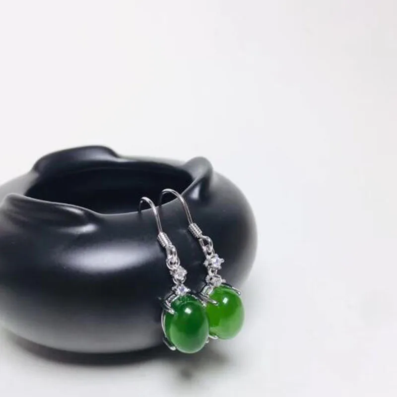Красивые благородные 925 пробы серебряные серьги Hetian jade Jasper в форме капли воды, Модные женские ювелирные изделия, Рождественский подарок