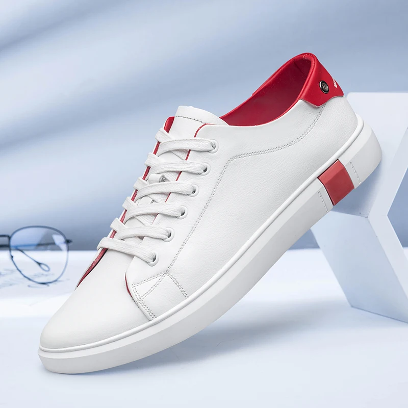 

High Quality Comfortable Men's Leather Shoes Fashion Classic Slip On Leather Casual Soft Moccasins White Fashion Sneakers