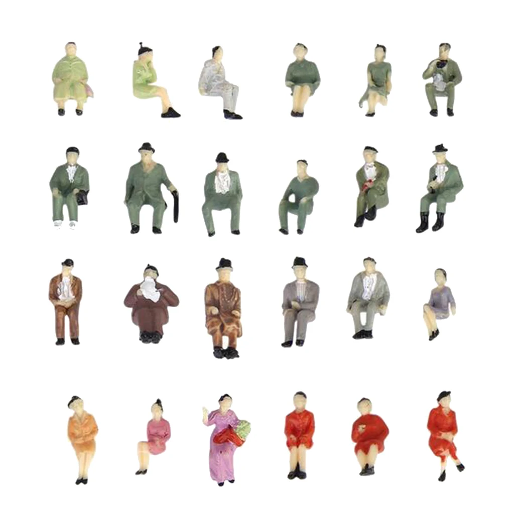 50pcs  1:87 Miniature Seated People Model Scene Character Figure for Diorama Railway Layout