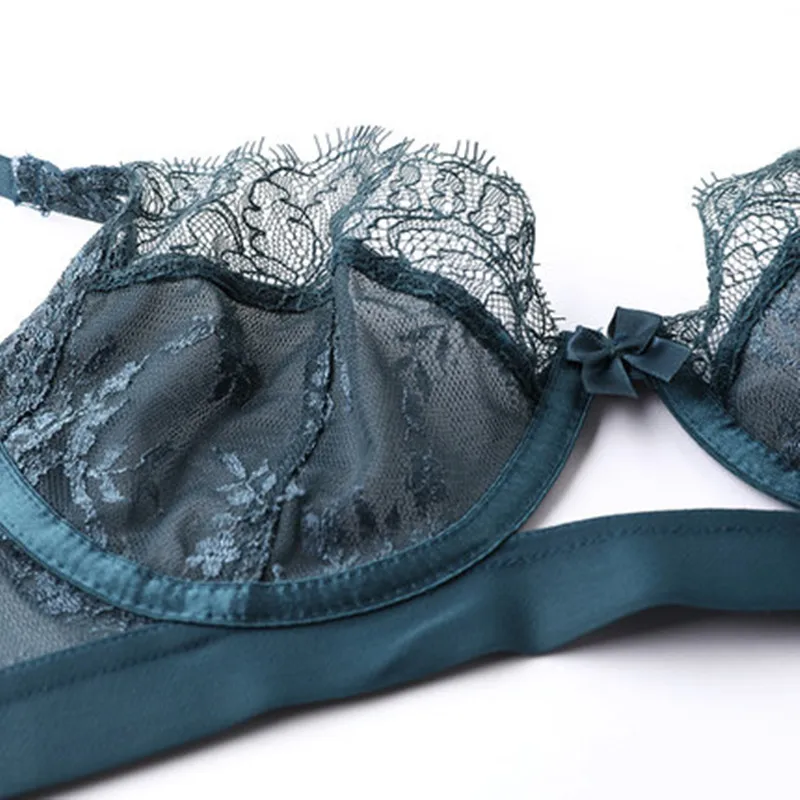 Autumn and Winter Ultra-thin Fully Transparent Sexy Lace Bra Lady Perspective Underwear Black Thin Bra