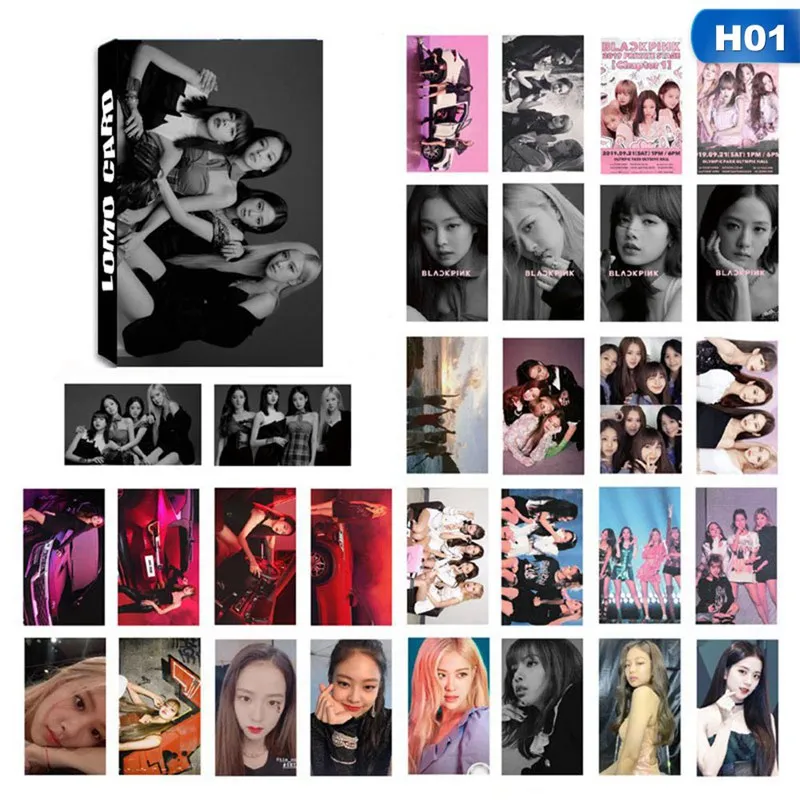 01 30 шт./компл. корейские KPOP BLACKPINK девушки коллективные высокого качества фото карты ПВХ самодельные LOMO карты фотокарты - Цвет: 01