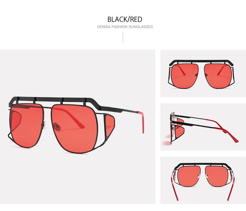 DENISA, роскошные брендовые Модные солнцезащитные очки для мужчин, новинка, трендовая квадратная Большая рама, солнцезащитные очки для женщин, UV400, красные линзы, gafas de sol G23012
