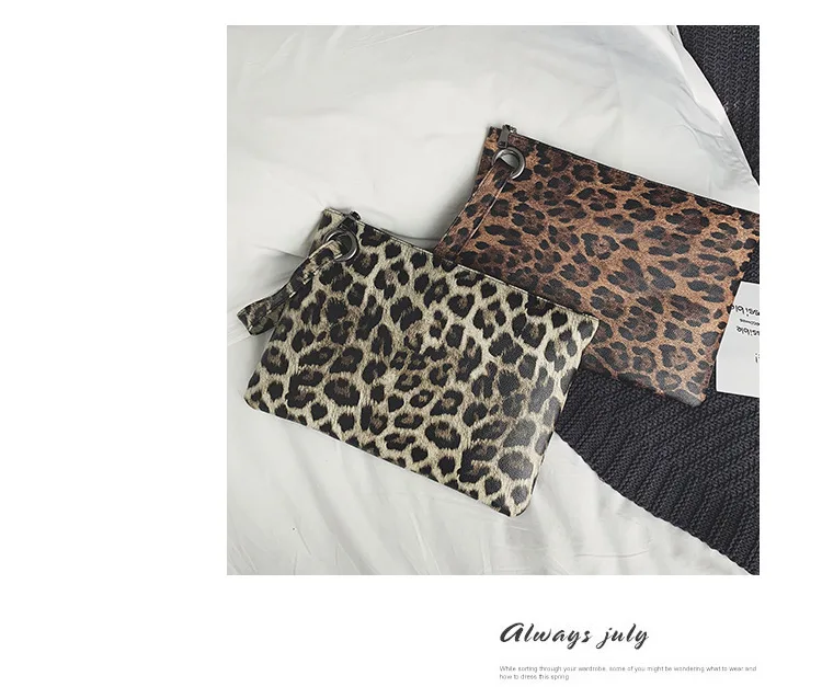 Casual Bags for Women Animal Print Leopard Clutch Female Fashion Design Leather Wallet Messenger Bag Ladies Elegant Handbag