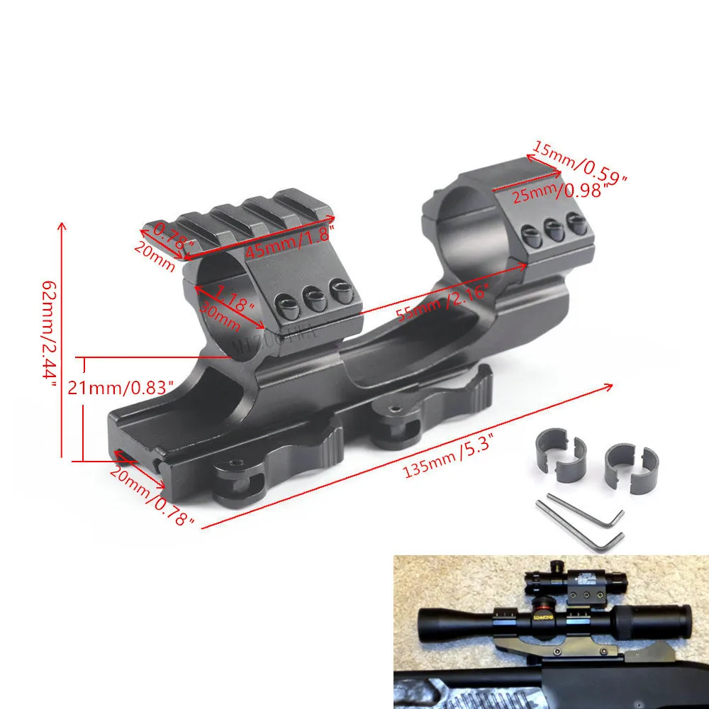 Крепление для прицела 1 дюйм/30 мм быстросъемное консольное Вивер вперед достичь двойное кольцо для 20 мм Пикатинни винтовки