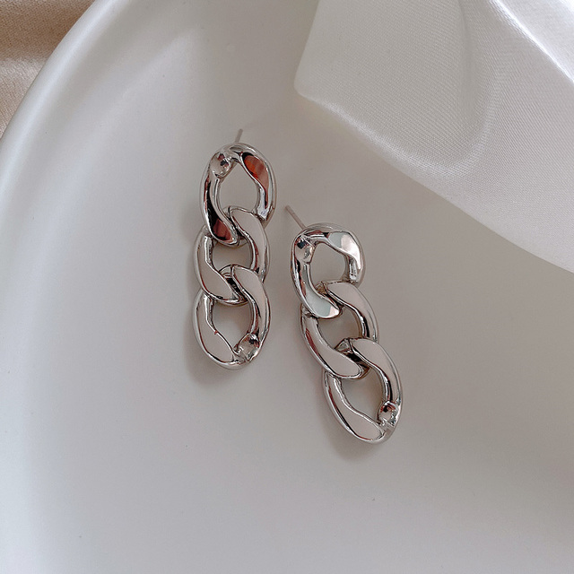 Hollow Chain Hoop Earrings For Women Gothic Geometric Gold Earrings Punk Statement Circle Earring Brincos Jewelry Girl