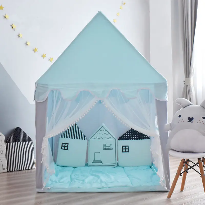 [TML] Indoor Game Room children tent Include Colored lights, fence, mat Kids Playhouse Princess castle Play house girl gift 4