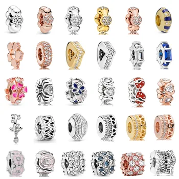 

PDB 02 925 Silver Colorful Zircon Shining Charm Heart Walk Colorful Wildflower Galaxy Zircon Spacer Pearl Free Shipping