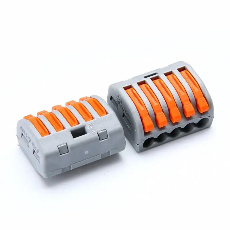 10pcs 5 Way Spring Lever Terminal Block Electric Cable Wire Connector PCT-215