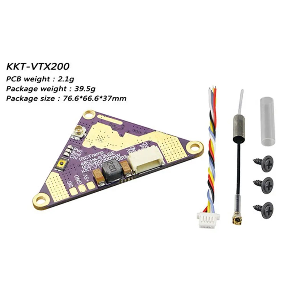 KKT-VTX200 5,8G 48CH 0/25/100/200mW переключаемый fpv-передатчик для 25,5 мм AIO F411E12A FC RC Дрон FPV гоночный Дрон