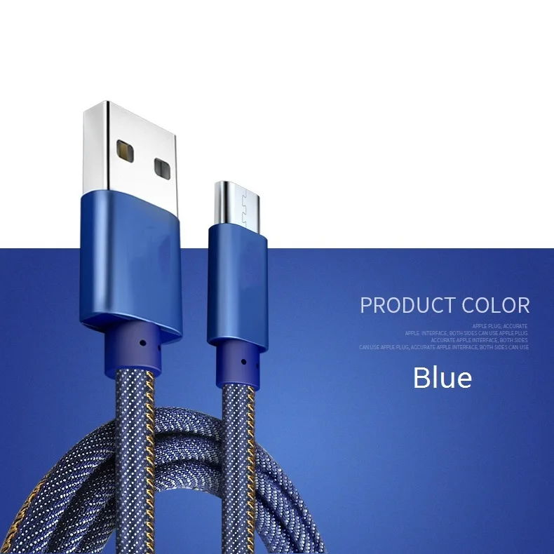 NOHON USB кабель Джинсовый Ковбой mi cro usb type C Быстрая зарядка USB C кабель для передачи данных для samsung S10 Xiaomi mi huawei кабель для зарядки телефона - Цвет: Blue