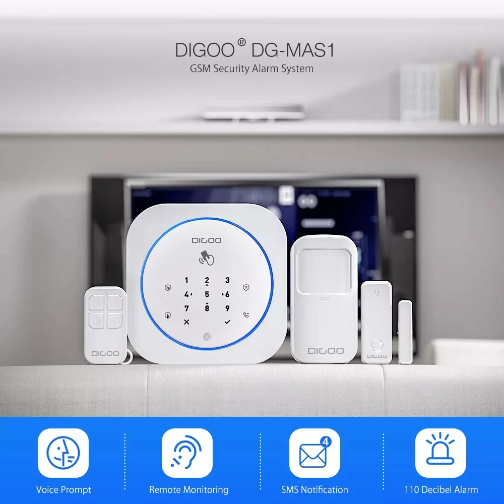 Digoo DG-MAS1 433 МГц Беспроводная GSM система домашней сигнализации DIY наборы IOS и Android приложение управление детектор движения датчик охранная сигнализация