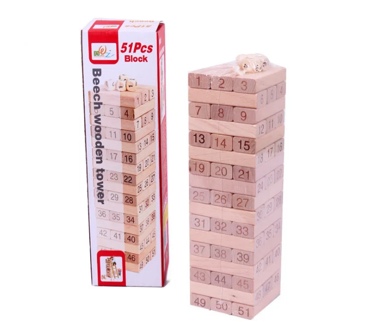 

Supply Wooden 51 Grain Building Blocks with Numbers Bricks Pro Stack-up Tabletop Game Wood Building Blocks CHILDREN'S Toy