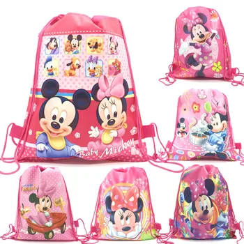 

Minnie Mouse 12PCS Cartoon Drawstring Kid Favor School Bag Non-woven Fabrics Storage Gift Bags Backpack Lightweight Portable