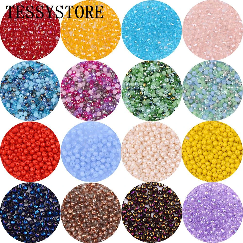 evil eye beads 4mm/6mm Austria Faceted Crystal Beads High Quality Multicolor Loose Spacer Round Glass Beads For Jewelry Making Diy Accessories earring making supplies