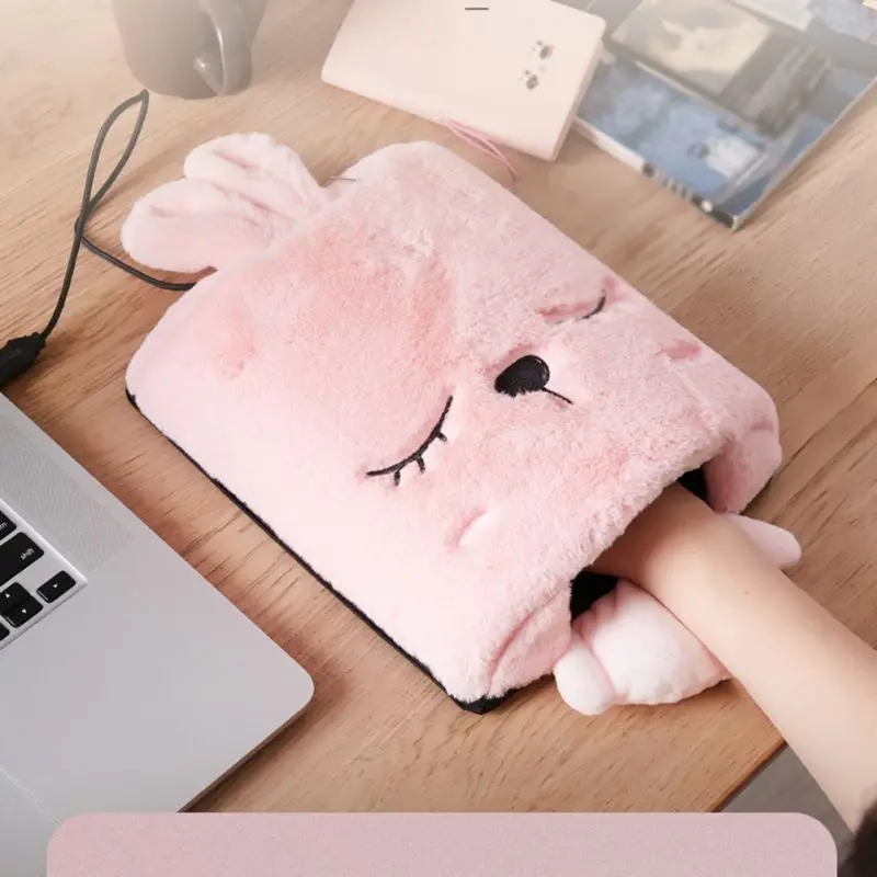 Мультяшный коврик для мыши с подогревом с подставкой для запястья и USB нагревателем 25*25 см мягкая плюшевая ткань для ноутбука настольного компьютера