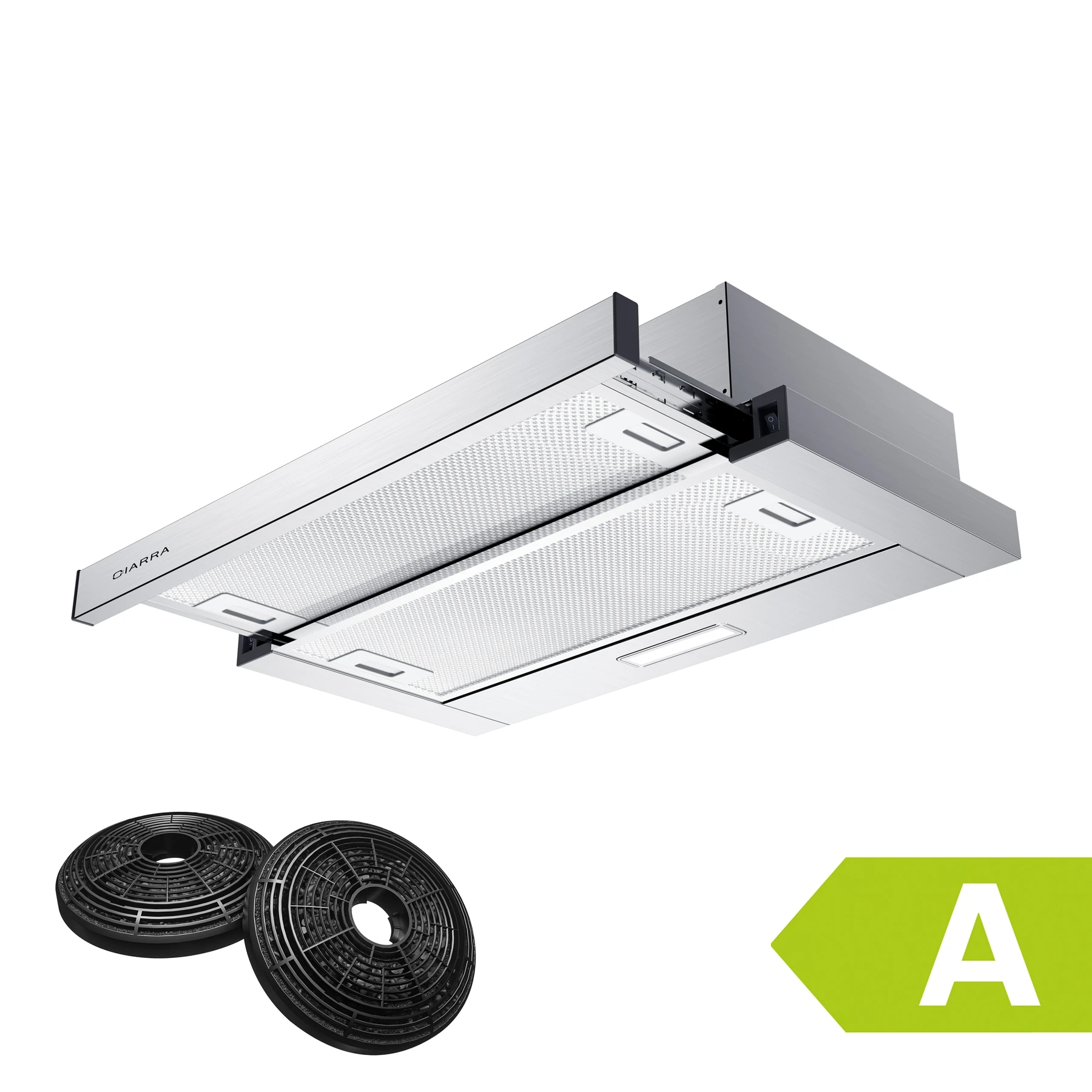 CIARRA-campana extractora CBCS6906D, campana extractora de 60 cm, campana de pared de 370 m³/h, escape y recirculación con filtro de carbono