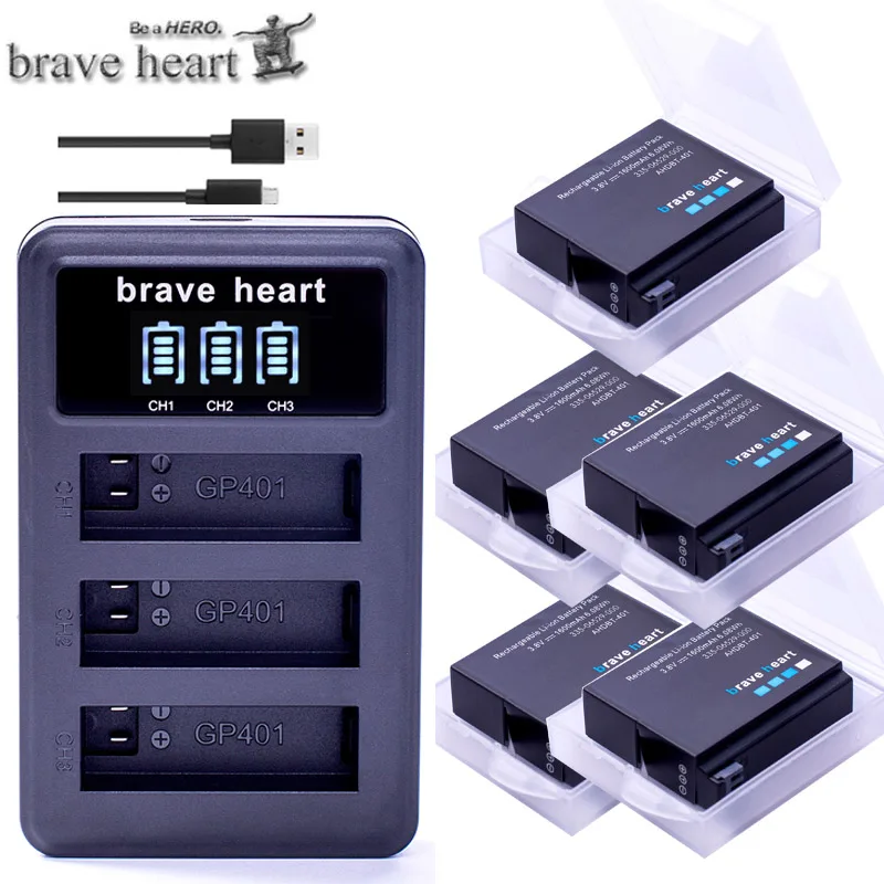 

gopro4 Digital Batteries Hero 4 Gopro Go Pro Hero4 Battery +3lots Charger + battery case For Gopro Hero 4 hero4 camera