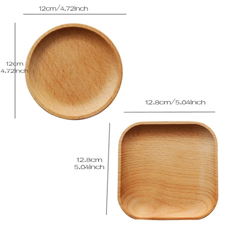 Wooden Plate Dish Dinnerware Tableware Round Wood Cake Dishes Home School Dessert Serving Tray Wood Sushi Plate Kitchen Supplies