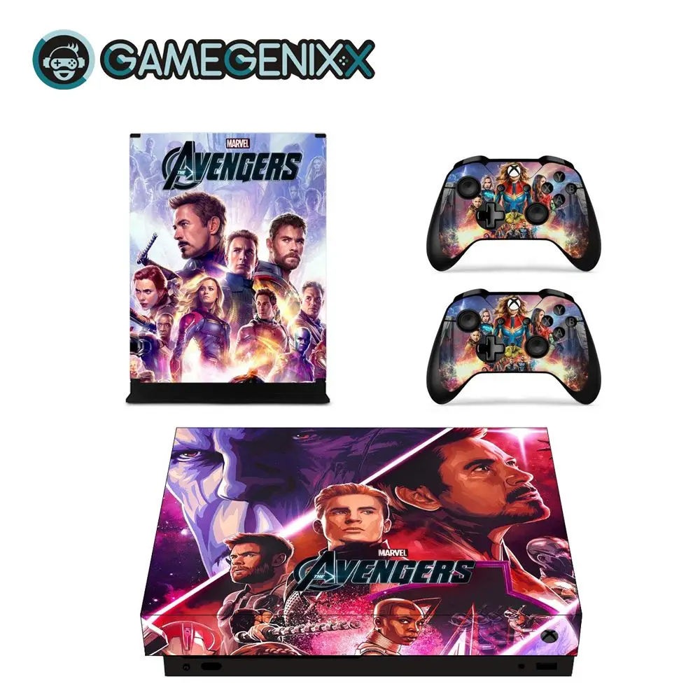 GAMEGENIXX Skin Sticker Decorative Vinyl Decal Wrap Cover for Xbox One X Console and 2 Controllers- The Avengers