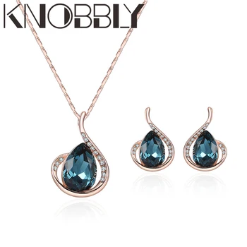 

The new oval Zircon necklace full Zircon earrings necklace set Europe nigerian beads necklace jewelry set