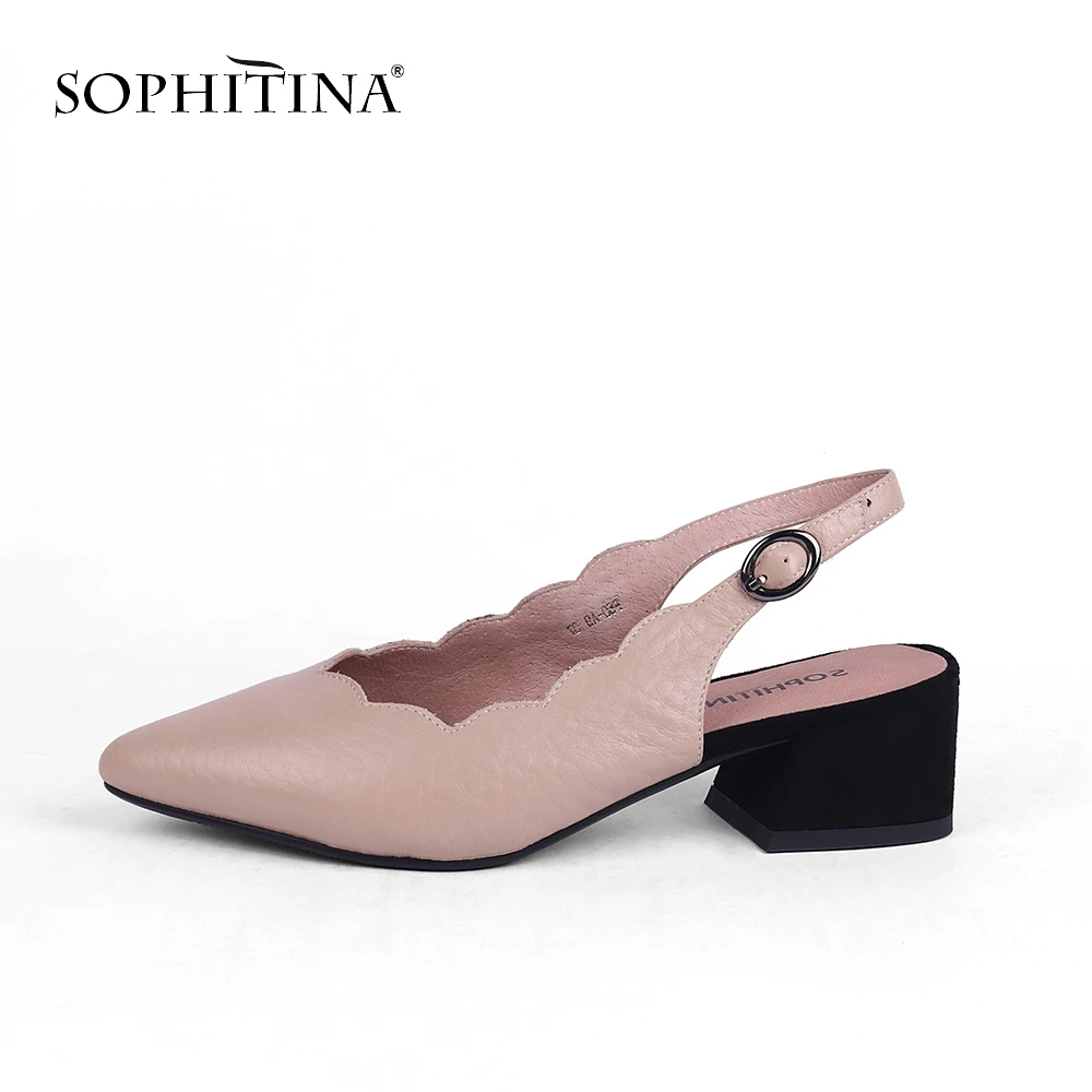 

SOPHITINA Elegant Fashion Design Sandals High Quality Cow Leather Comfortable Square Heel Shoes Buckle Women's New Sandals X11