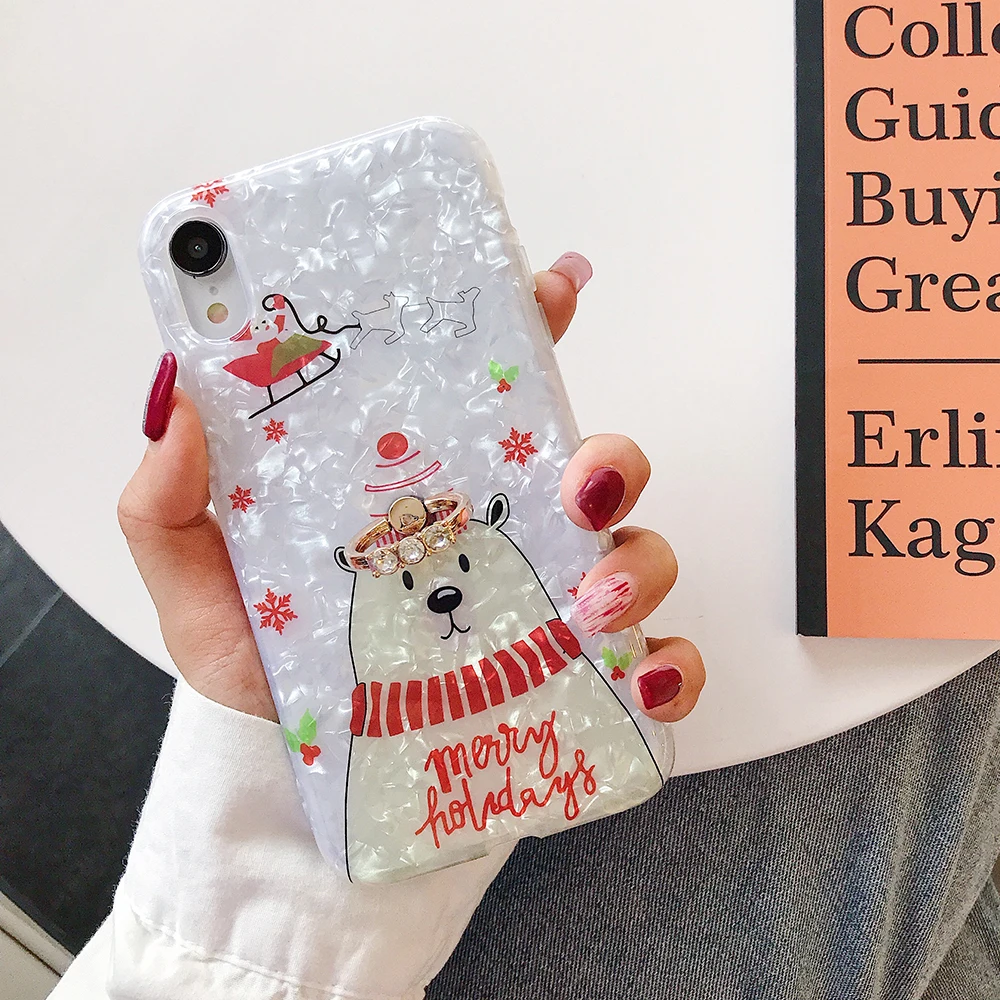 LOVECOM Веселый Рождественский Снеговик чехол для телефона для iPhone 11 Pro Max XR XS Max 6 6S 7 8 Plus X Dream Shell мягкая IMD задняя крышка подарок - Цвет: b With Finger Ring