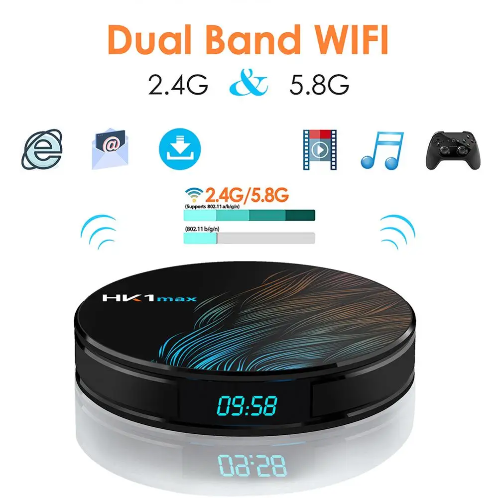Android tv Box 9,0, RK3318 Smart tv Box 2 Гб 16 Гб Поддержка 2,4G 5,8G WiFi Bluetooth 4,1 с мини подсветкой клавиатуры Ethernet LAN 3D