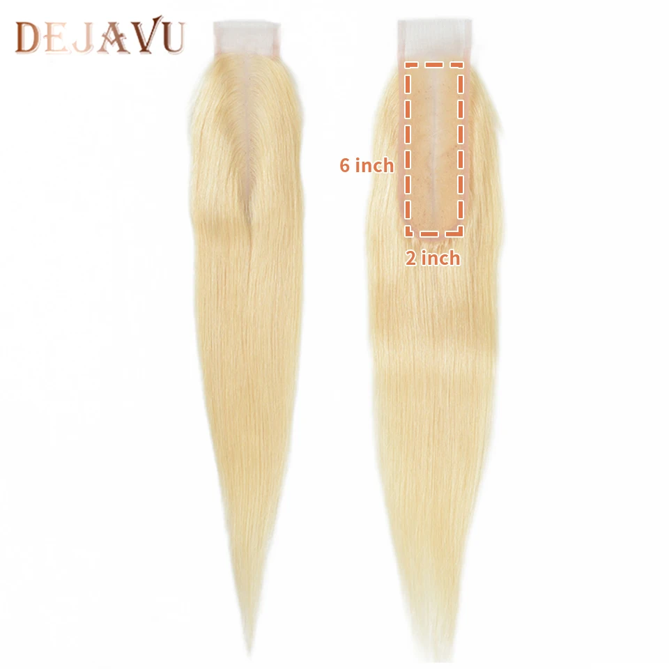 Dejavu 613 remy волосы прямые бразильские светлые волосы 2*6 Кружева Закрытие с волосами младенца для черных женщин 10-16 дюймов средней/свободной части