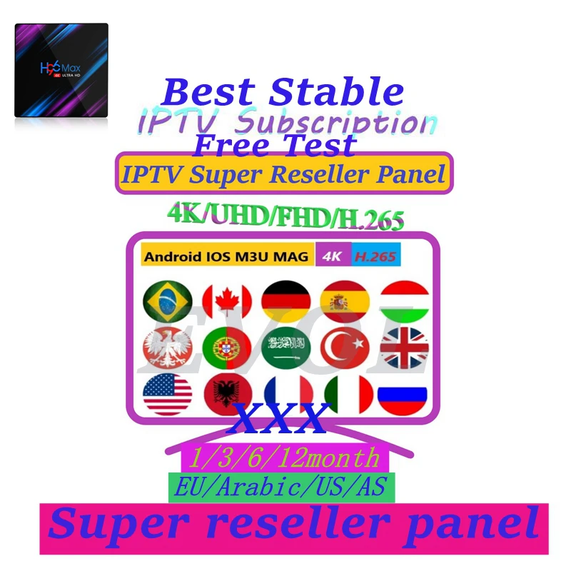 12 месяцев IP tv H96 tv box RK3318 Азия Европа Великобритания IPTV подписка Французский Немецкий Испания ip tv Франция